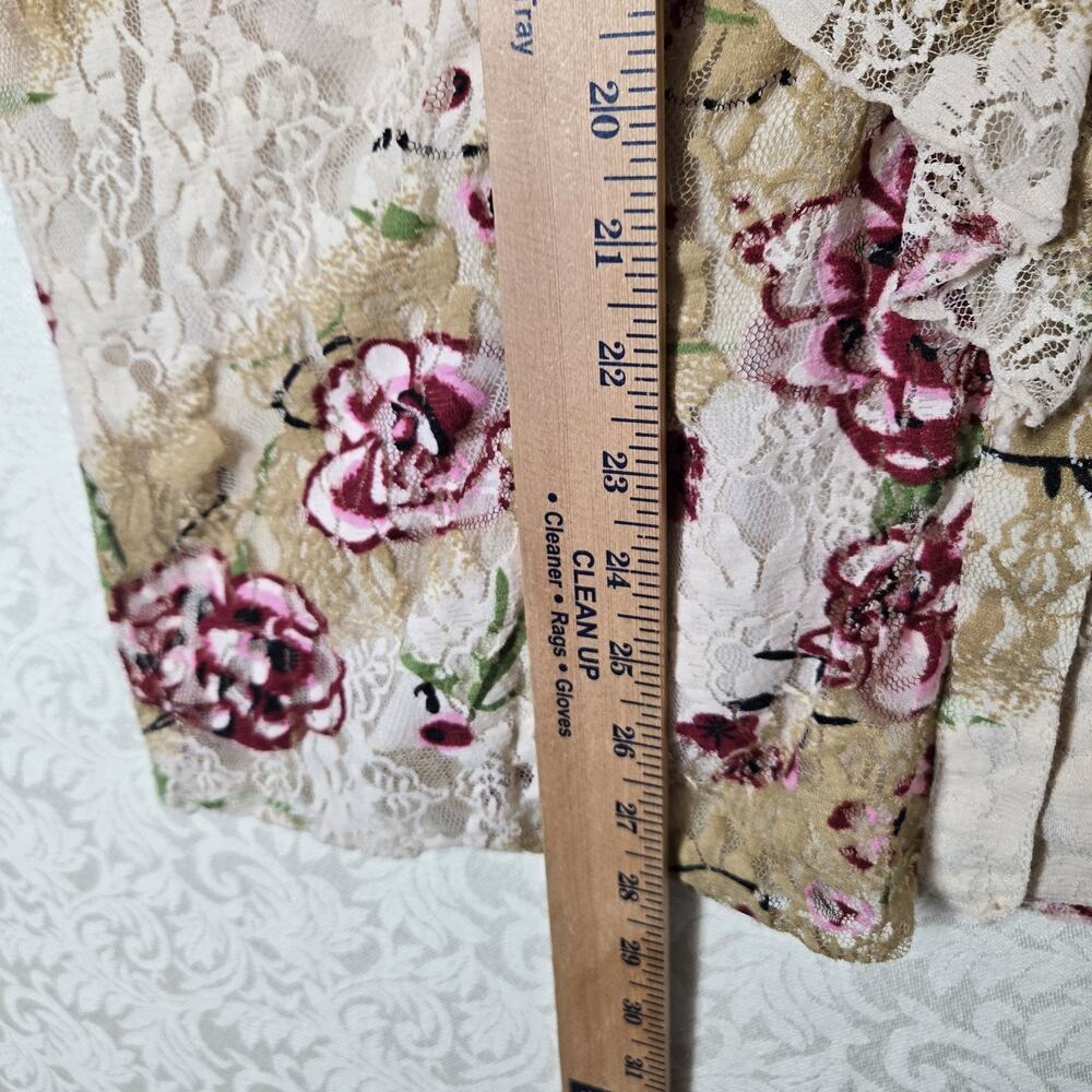 Venezia Lace Top 18/20 Ivory Multi Button Front Flutter Sleeve Fairy Boho - Picture 14 of 16